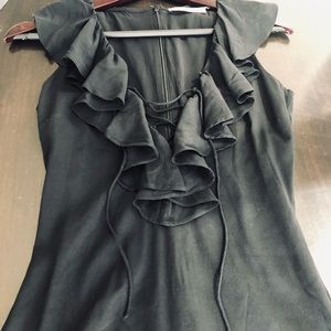 Rare, Dolce and Gabbana Stretch Silk Lace-up Fitted Ruffle Dress